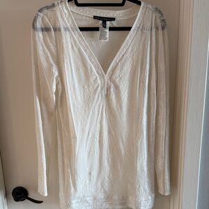 White House Black Market Ivory Lace Blouse